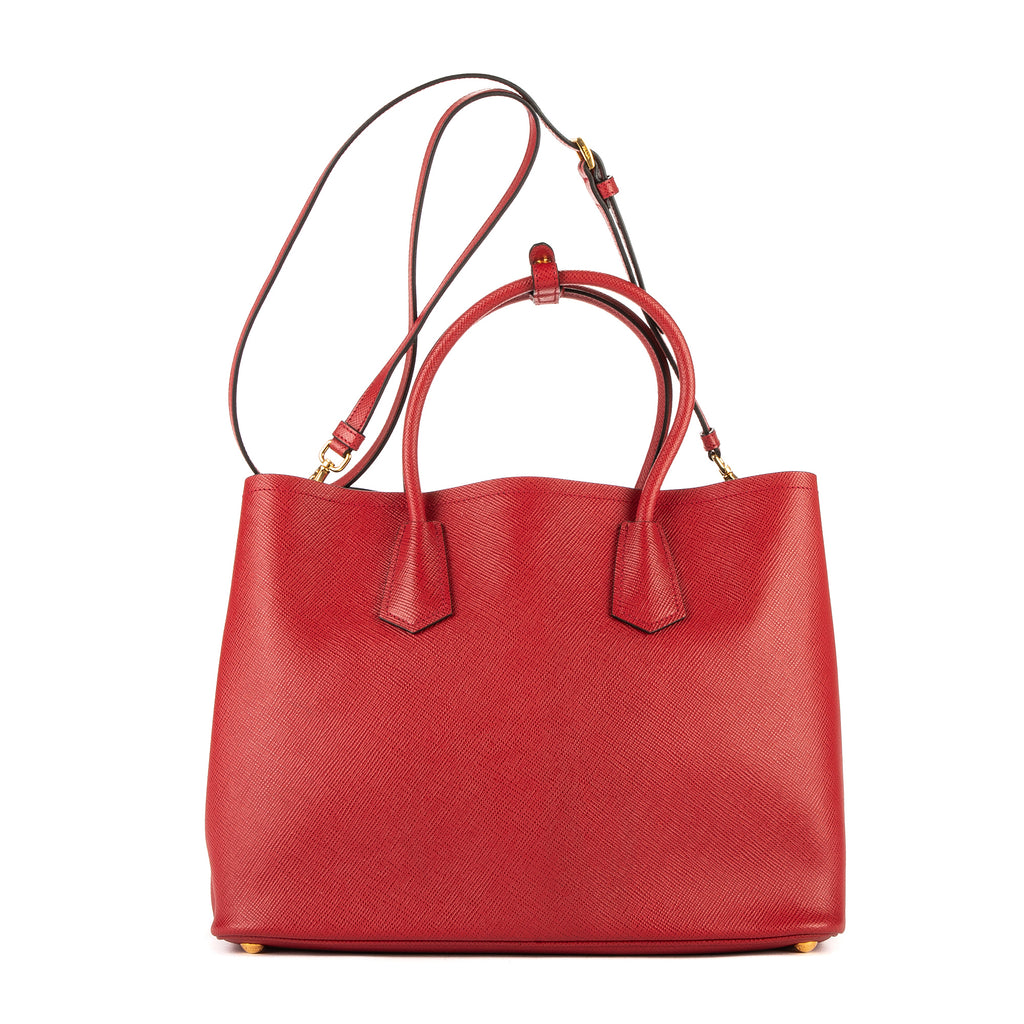 Shoulder Bag Vitello Daino Double Tote Red Saffiano Leather