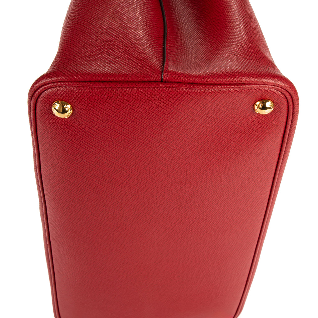 Shoulder Bag Vitello Daino Double Tote Red Saffiano Leather