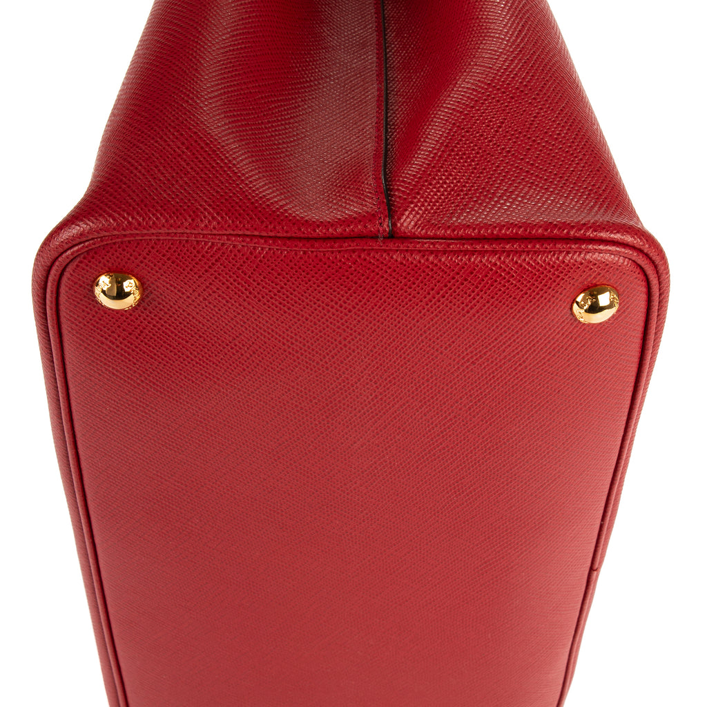 Shoulder Bag Vitello Daino Double Tote Red Saffiano Leather