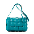 Shoulder Bag Cassette Flap Chain Maxi Turquoise Padded Intrecciato Leather