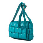 Shoulder Bag Cassette Flap Chain Maxi Turquoise Padded Intrecciato Leather