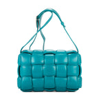 Shoulder Bag Cassette Flap Chain Maxi Turquoise Padded Intrecciato Leather
