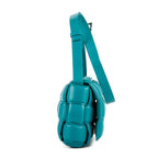 Shoulder Bag Cassette Flap Chain Maxi Turquoise Padded Intrecciato Leather