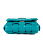 Shoulder Bag Cassette Flap Chain Maxi Turquoise Padded Intrecciato Leather