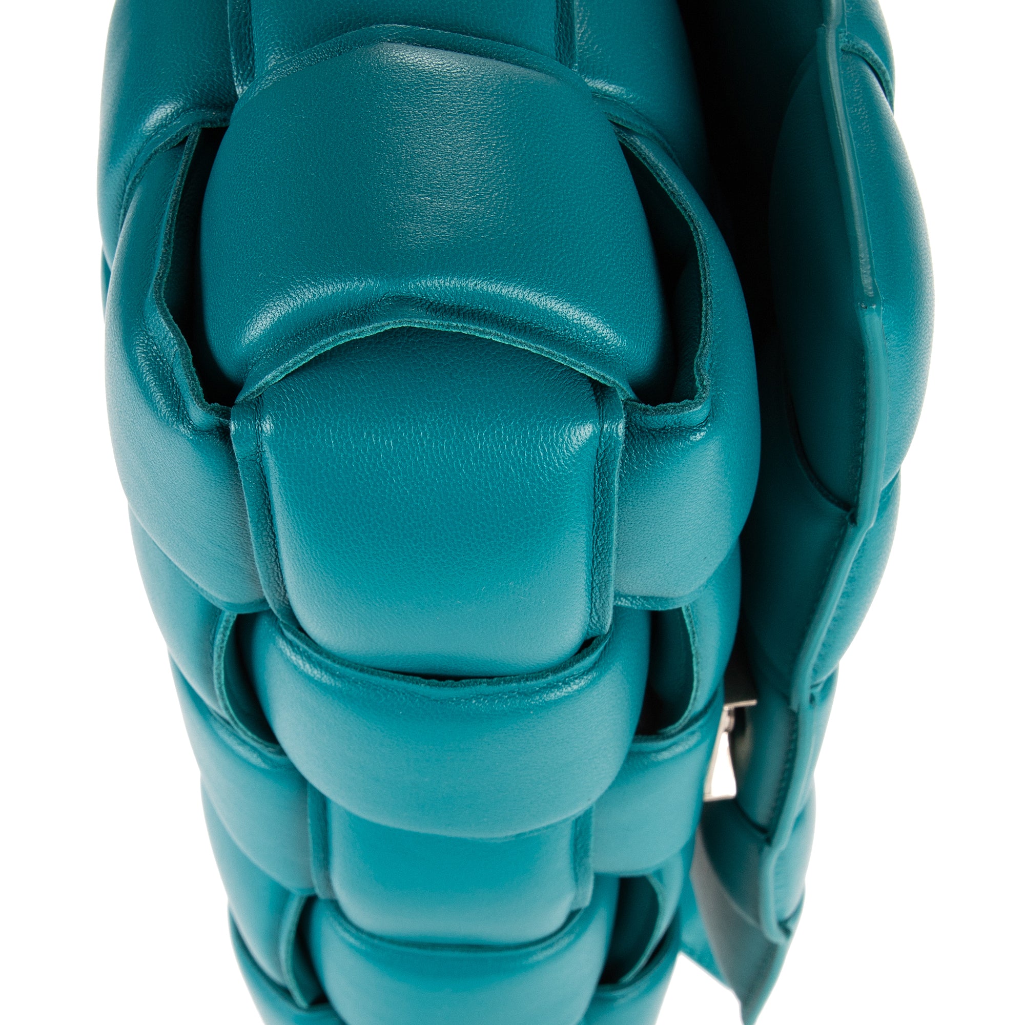 Shoulder Bag Cassette Flap Chain Maxi Turquoise Padded Intrecciato Leather