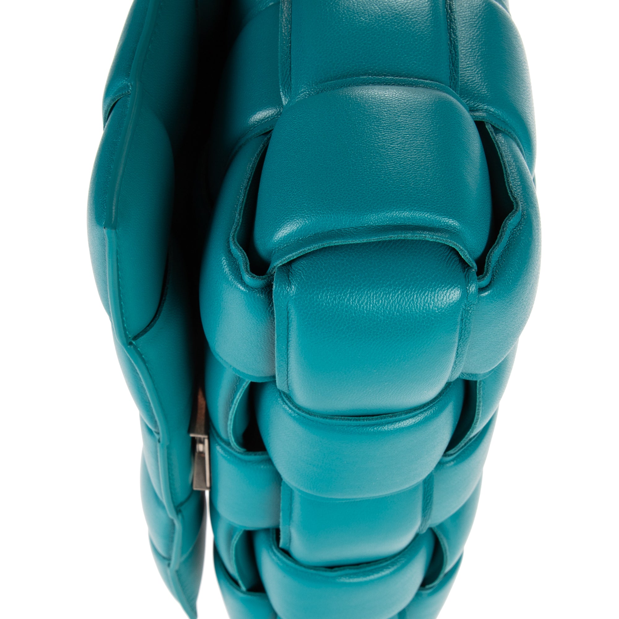 Shoulder Bag Cassette Flap Chain Maxi Turquoise Padded Intrecciato Leather