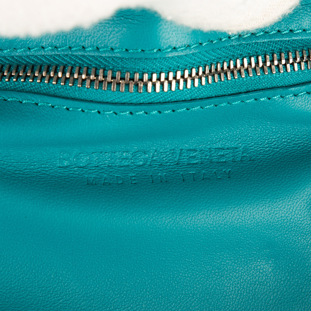 Shoulder Bag Cassette Flap Chain Maxi Turquoise Padded Intrecciato Leather