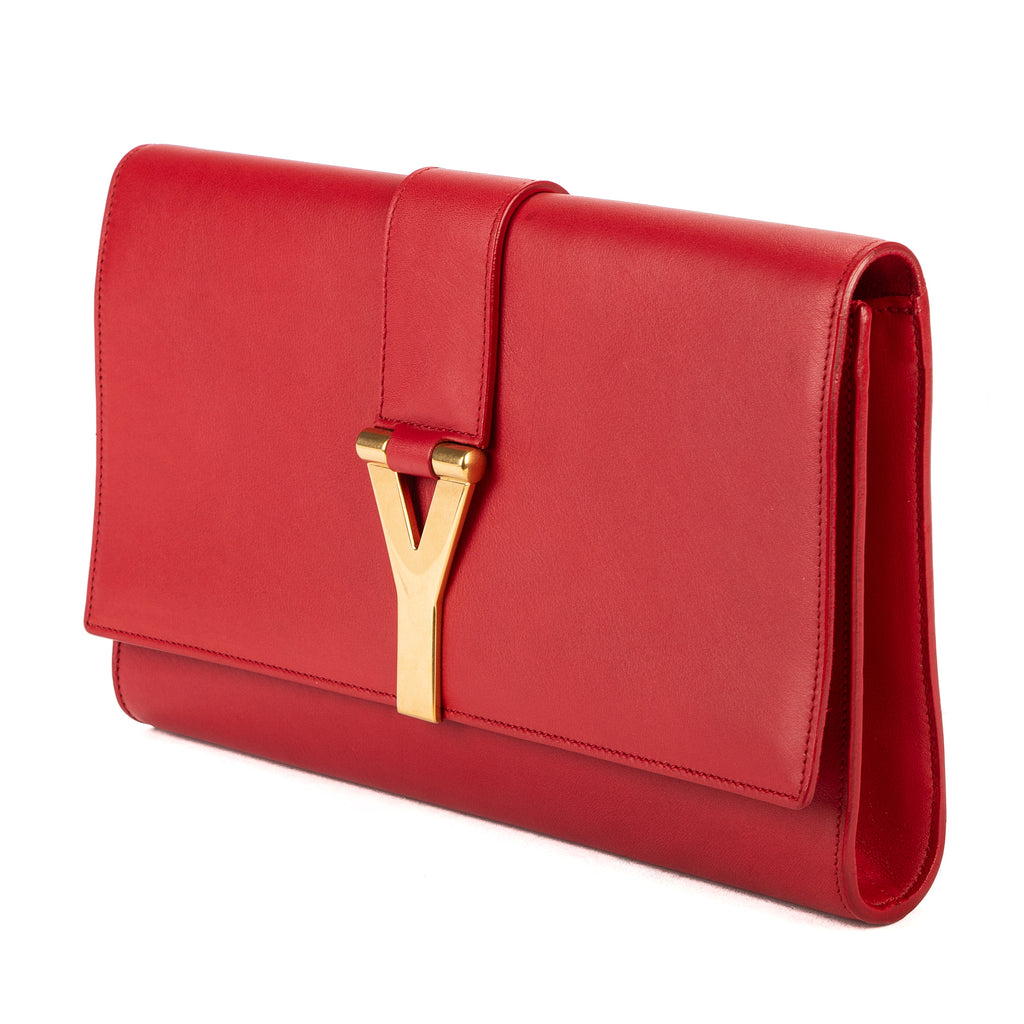 Handbag Classic Y Line Clutch Red Smooth Leather