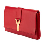 Handbag Classic Y Line Clutch Red Smooth Leather