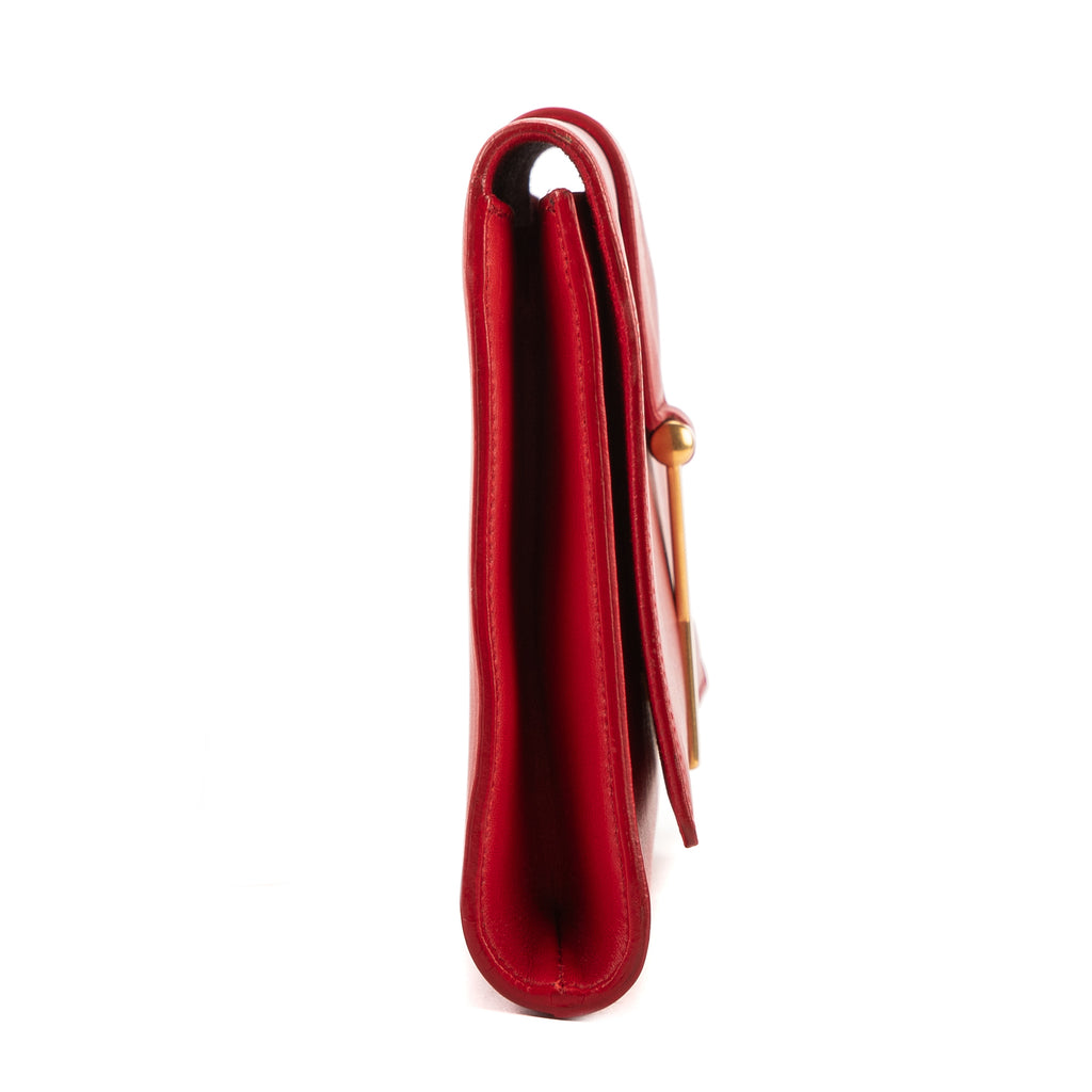 Handbag Classic Y Line Clutch Red Smooth Leather