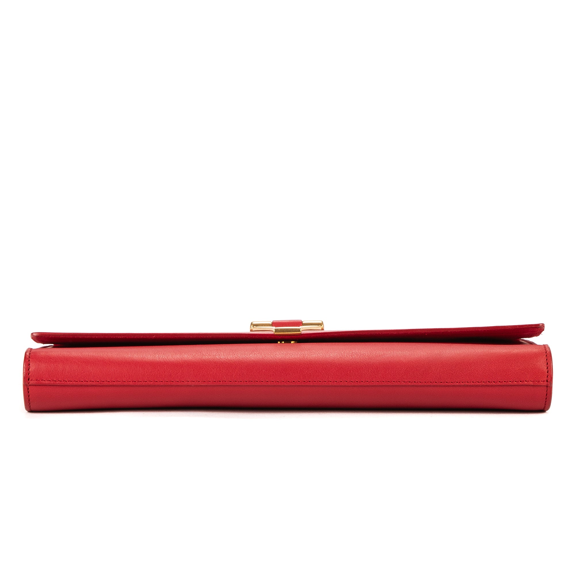 Handbag Classic Y Line Clutch Red Smooth Leather