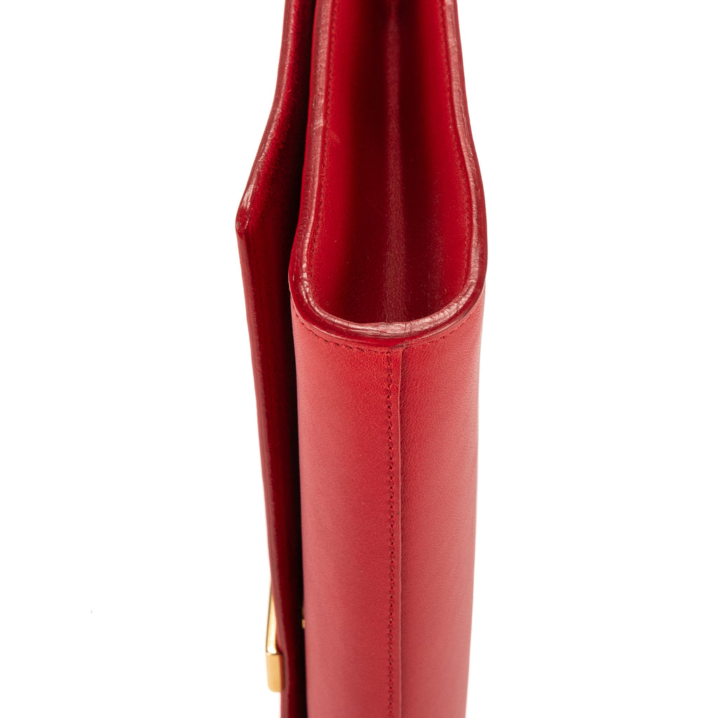 Handbag Classic Y Line Clutch Red Smooth Leather
