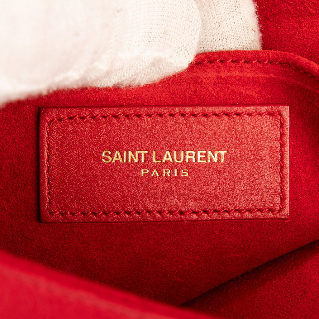Handbag Classic Y Line Clutch Red Smooth Leather