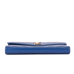 Shoulder Bag Chain Wallet Blue Chevron Grain de Poudre Leather