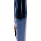 Shoulder Bag Chain Wallet Blue Chevron Grain de Poudre Leather