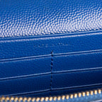 Shoulder Bag Chain Wallet Blue Chevron Grain de Poudre Leather