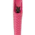 Portefeuille zippé Intrecciato en cuir nappa Intrecciato rose