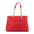 Shoulder Bag Soft Tote Red Cannaged Leather
