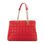 Shoulder Bag Soft Tote Red Cannaged Leather