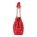 Shoulder Bag Soft Tote Red Cannaged Leather