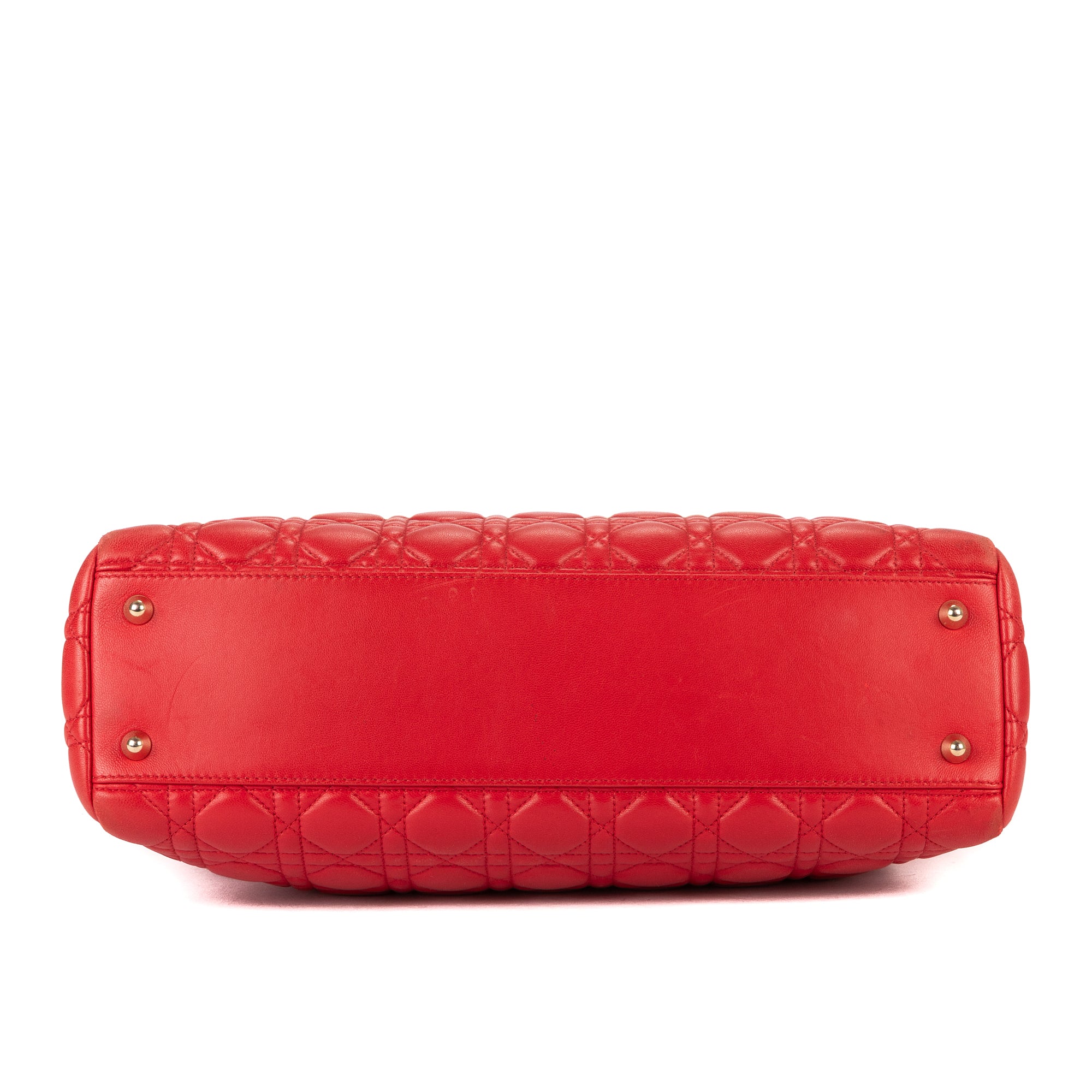 Shoulder Bag Soft Tote Red Cannaged Leather