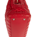 Shoulder Bag Soft Tote Red Cannaged Leather