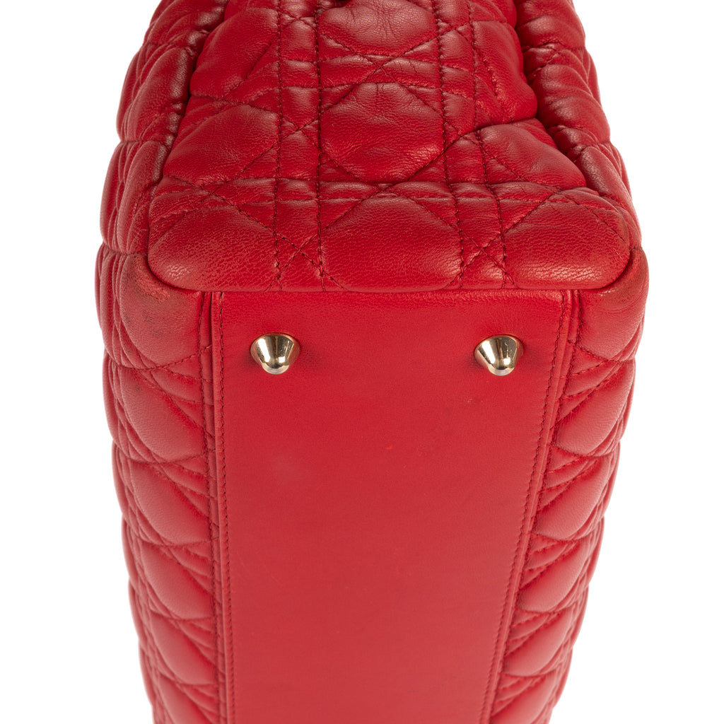 Shoulder Bag Soft Tote Red Cannaged Leather