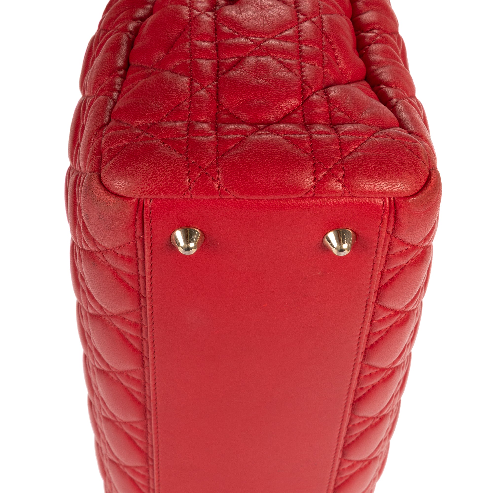 Shoulder Bag Soft Tote Red Cannaged Leather
