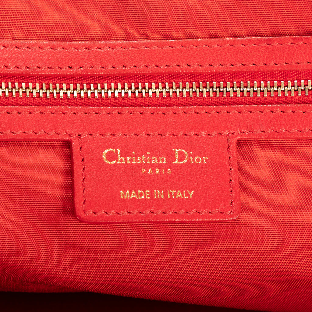 Shoulder Bag Soft Tote Red Cannaged Leather