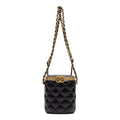 Shoulder Bag Vanity Box Crossbody Mini Black Lambskin Quilted Leather