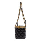 Shoulder Bag Vanity Box Crossbody Mini Black Lambskin Quilted Leather