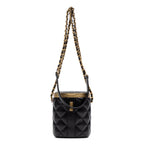 Shoulder Bag Vanity Box Crossbody Mini Black Lambskin Quilted Leather