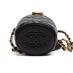 Shoulder Bag Vanity Box Crossbody Mini Black Lambskin Quilted Leather
