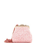 Shoulder Bag Kisslock Frame Clutch Crossbody Mini Pink Tweed Quilted Canvas