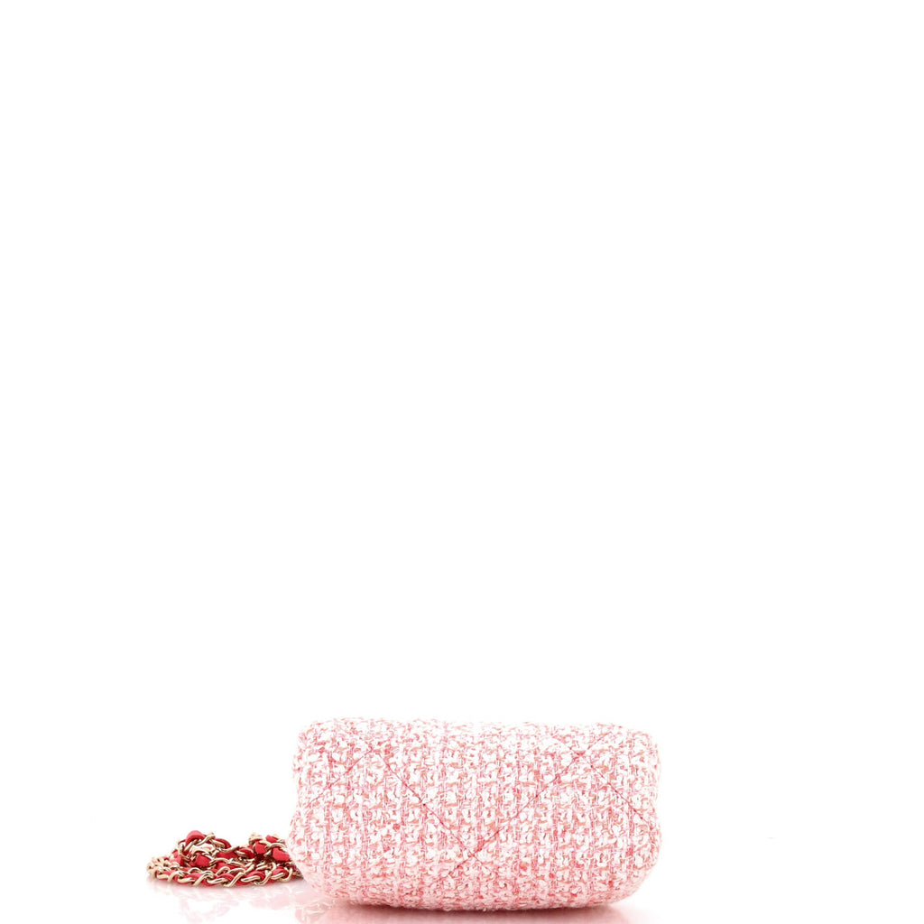 Shoulder Bag Kisslock Frame Clutch Crossbody Mini Pink Tweed Quilted Canvas