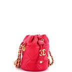 Shoulder Bag Twist Your Buttons Drawstring Bucket Mini Pink Caviar Quilted Leather
