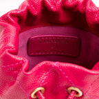 Shoulder Bag Twist Your Buttons Drawstring Bucket Mini Pink Caviar Quilted Leather