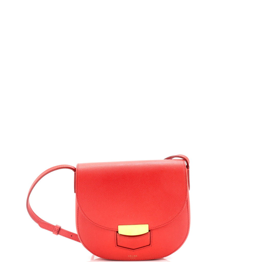 Shoulder Bag Trotteur Crossbody Small Orange Grained Leather
