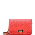 Shoulder Bag Flap Wallet on Chain Pink Caviar Quilted Leather
