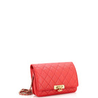 Shoulder Bag Flap Wallet on Chain Pink Caviar Quilted Leather