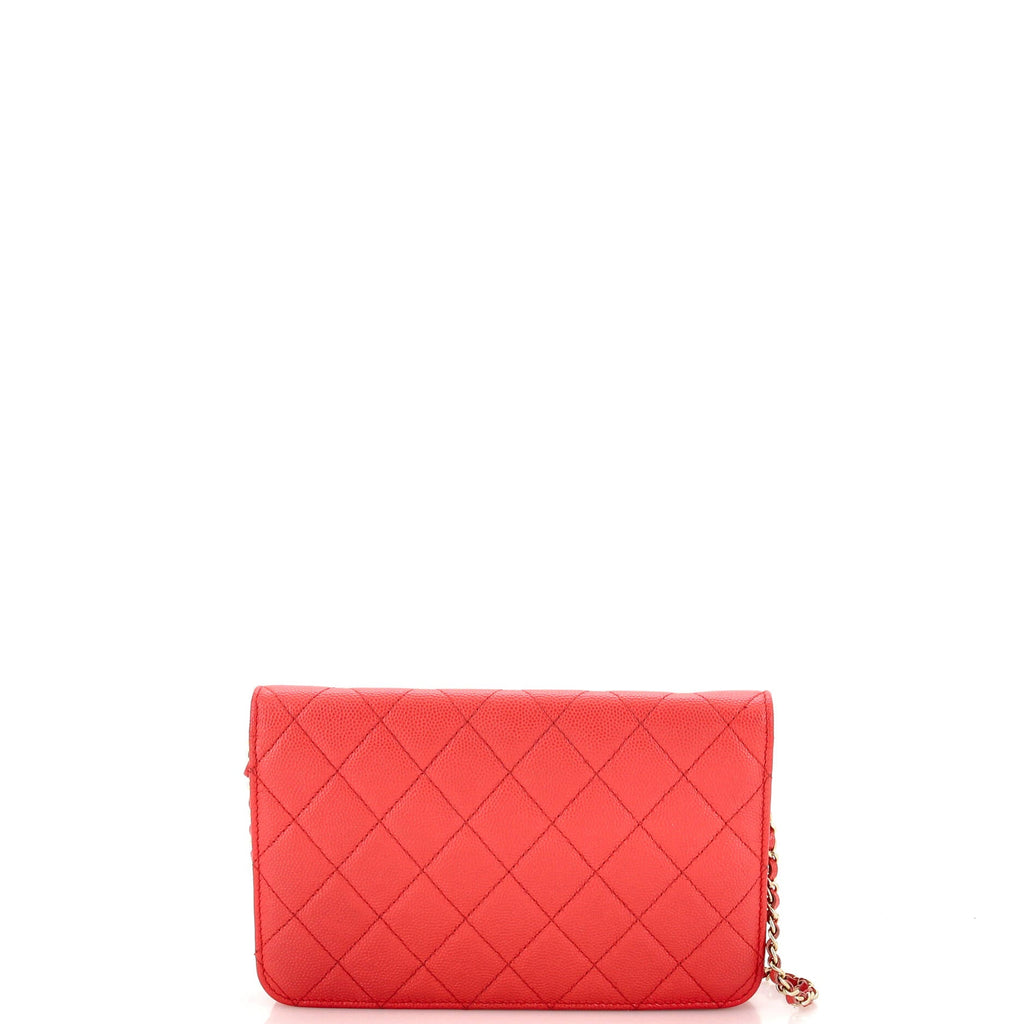 Shoulder Bag Flap Wallet on Chain Pink Caviar Quilted Leather