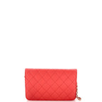 Shoulder Bag Flap Wallet on Chain Pink Caviar Quilted Leather