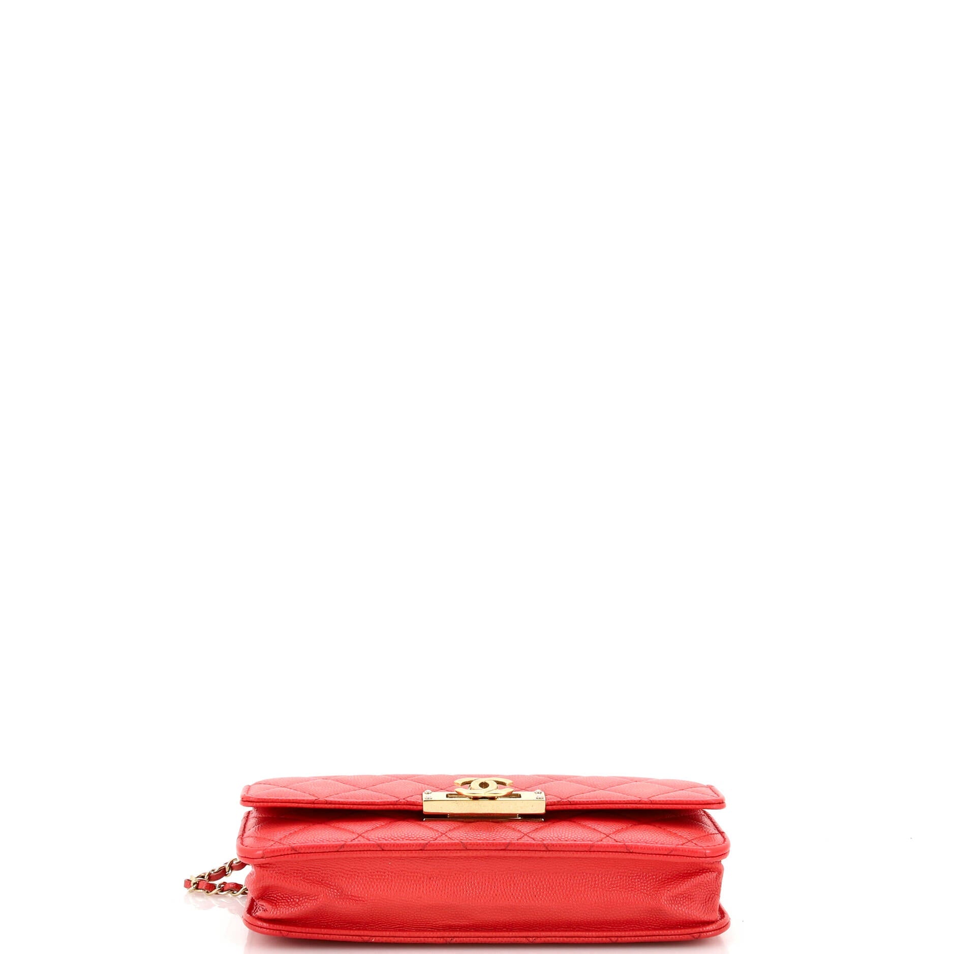 Shoulder Bag Flap Wallet on Chain Pink Caviar Quilted Leather