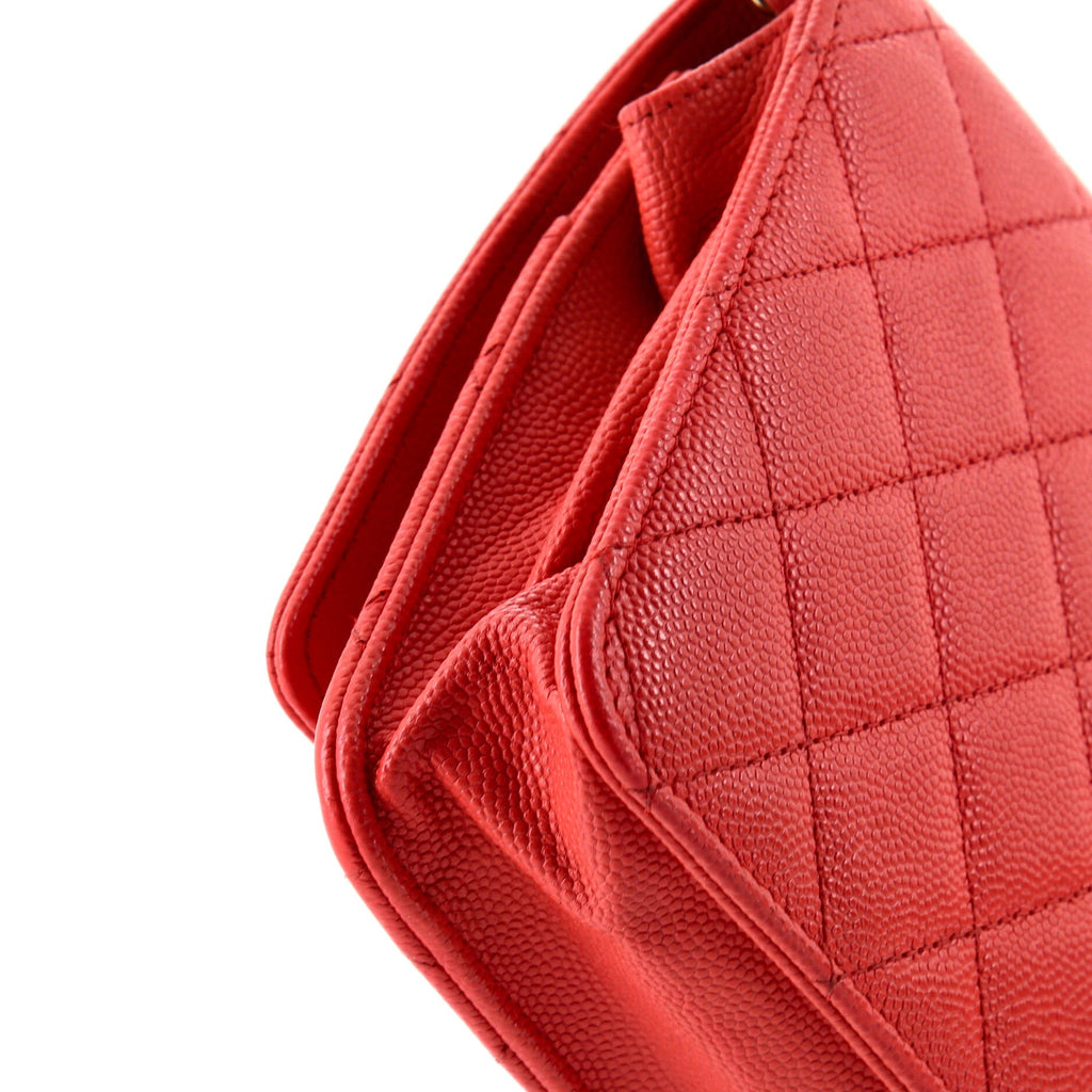 Shoulder Bag Flap Wallet on Chain Pink Caviar Quilted Leather