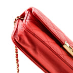 Shoulder Bag Flap Wallet on Chain Pink Caviar Quilted Leather