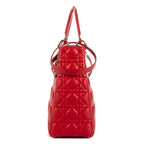Shoulder Bag Lady Dior Large Red Cannaged Leather