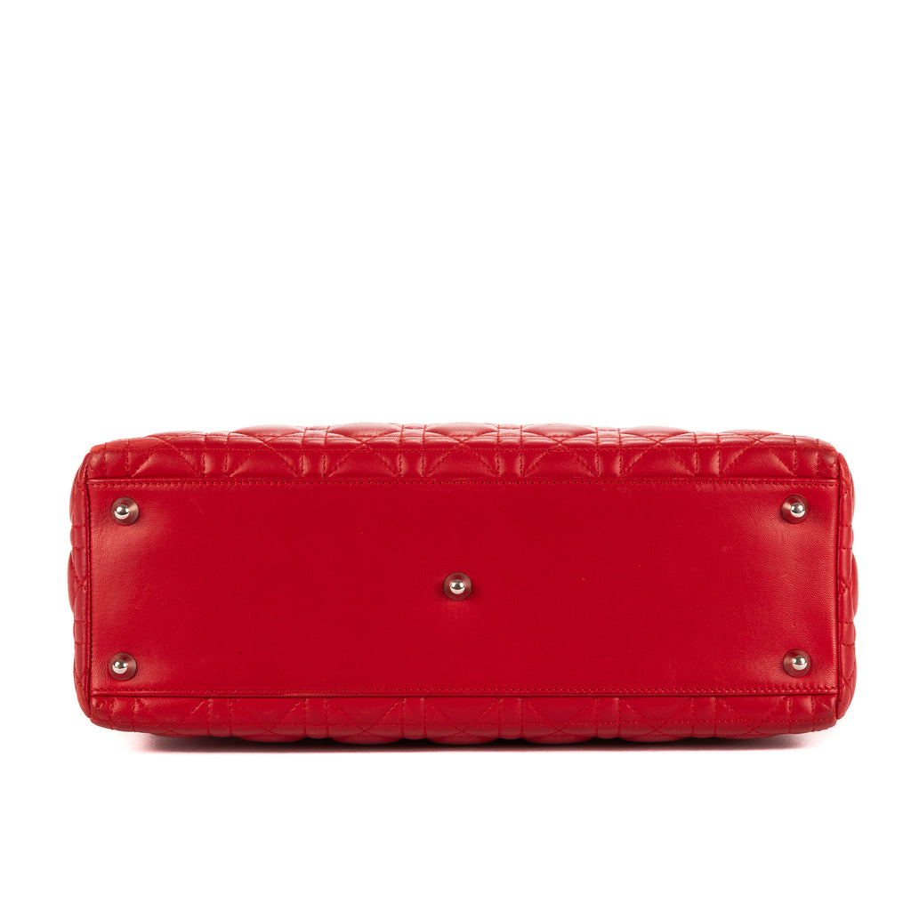 Shoulder Bag Lady Dior Large Red Cannaged Leather