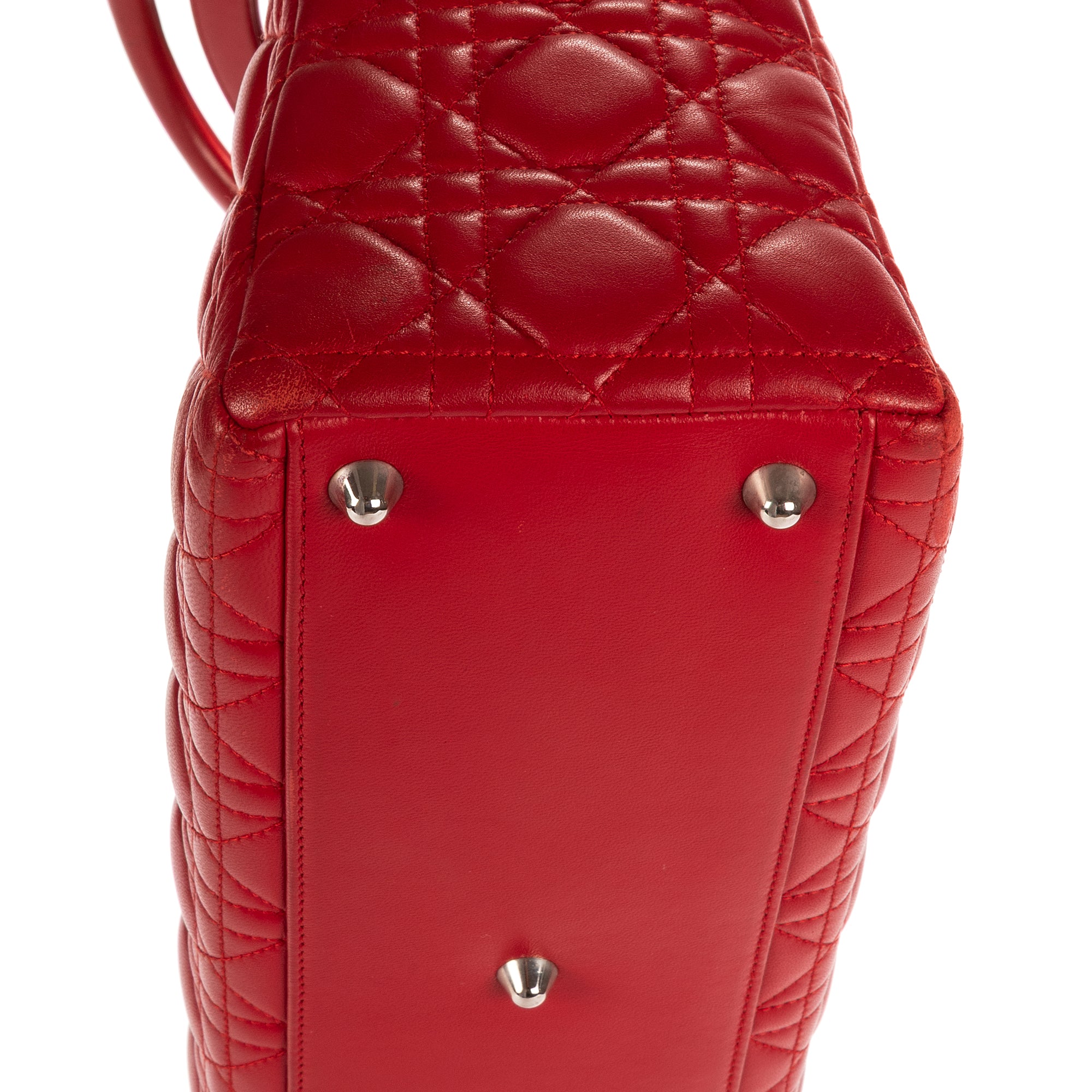 Shoulder Bag Lady Dior Large Red Cannaged Leather