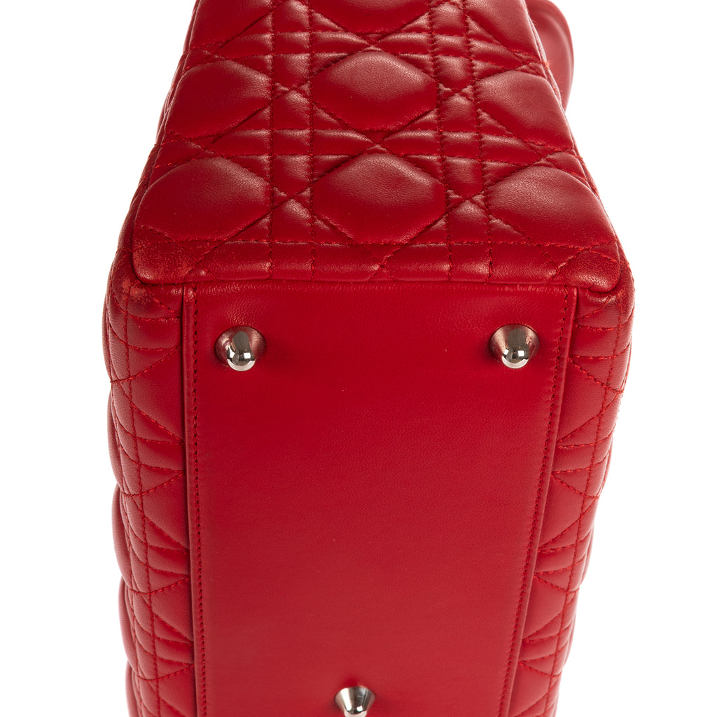 Shoulder Bag Lady Dior Large Red Cannaged Leather