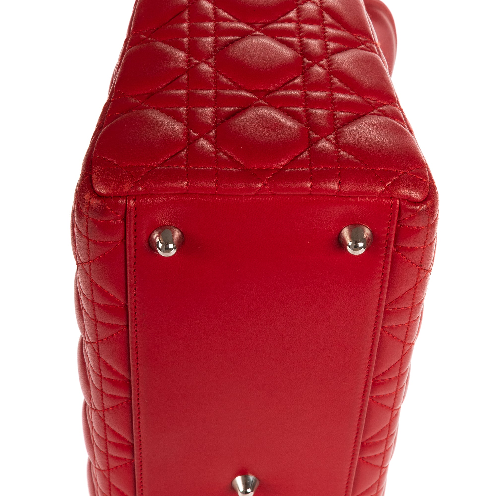 Shoulder Bag Lady Dior Large Red Cannaged Leather